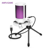Microfone AmpliGame USB RGB com Tripé
