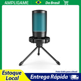 Microfone AmpliGame USB RGB com Tripé